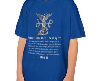 St. Michael the Archangel Kids Cotton Tee, Catholic Shirt, Latin, Angel, First Communion Gift, 1st Communion