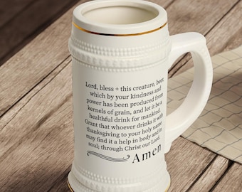 Traditional Catholic Beer Blessing Beer Stein Mug, Latin, English, Deacon, Priest, Ordination, Christmas, Gift, Fathers Day, Tridentine