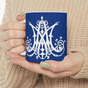 Ave Maria - Ceramic Mug 11oz, 15oz Auspice Maria, Hail Mary, Latin, Traditional Catholic Gift, Blessed Virgin Mary, Madonna, Logo, Religious