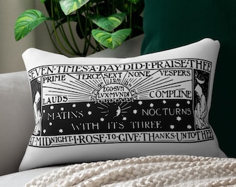 Liturgy of the Hours Spun Polyester Lumbar Pillow, Catholic gift, Divine Office, Latin, Traditional Line Art, Priest, Deacon, Ordination