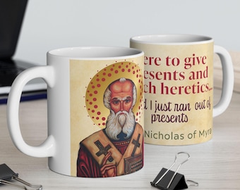 Saint Nicholas of Myra Ceramic Mug 11oz, 15oz, Priest, Deacon, Catholic Gift, Funny, Punch Heretics, Tradition, History, Christian, Orthodox