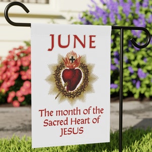 Giugno il mese del Sacro Cuore di Gesù Bandiera del Giardino e della Casa, Cattolico, Regalo, Sacerdote, Diacono, Giugno, Festa del Papà, Recupera il mese