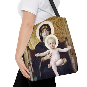 Madonna mit Kind Einkaufstasche, William-Adolphe Bouguereau, Traditionell, Malerei, Katholisches Geschenk, Jungfrau Maria, Jesus, christliche Kunst