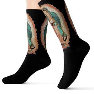 Calcetines de Nuestra Señora de Guadalupe, Católico, Madonna, Regalo para diáconos, Regalo para sacerdotes, Santísima Virgen María, Tradicional, México, Patrona
