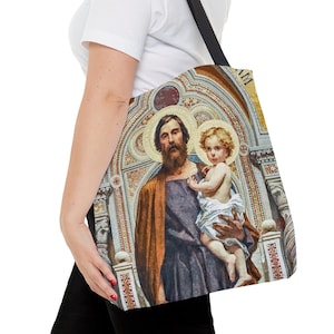 Saint Joseph, Protector of the Church - Tote Bag - Francesco Grandi, Traditional, Jesus, Saint, Mosaic, Traditional, Catholic, Quote, Funny