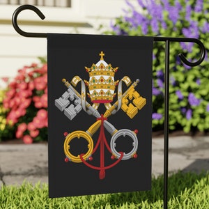 Stemma della Città del Vaticano - Bandiera da giardino e da casa, Santa Sede, Dono, Papale, Papa, Cattolico Romano, Araldica, Chiavi, Sacerdote, Diacono, Tradizionale