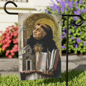 St Thomas Aquinas Garden & House flag, Catholic Gift, Carlo Crivelli, Italian Renaissance Art, Priest, Summa Theologiae, Dominican Saint
