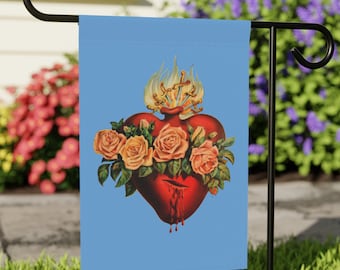 Immaculate Heart of Mary - Garden & House flag, Catholic Gift, Religious, Priest, Deacon, Ordination Gift, Fathers Day, Mothers Day, Roses