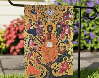 Christ the True Vine Garden & House flag, Catholic, Gift, Jesus, Deacon, Priest, Aesthetic, Disciples, Icon, Traditional, Belief, Orthodox
