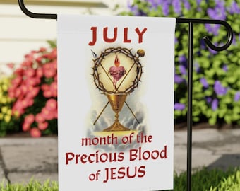 July Precious Blood of Jesus Garden & House flag, Catholic Gift, Religious, Priest, Deacon, Ordination Gift, Fathers Day, Mothers Day