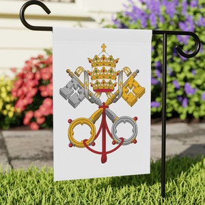 Vatican City Coat of Arms - Garden & House flag, Holy See, Gift, Papal, Pope, Roman Catholic, Heraldry, Keys, Priest, Deacon, Tradition