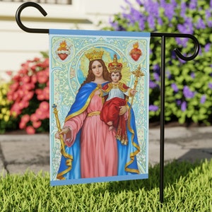 Madonna and Child Garden & House flag, Catholic Gift, Blessed Virgin Mary, Jesus, Priest, Deacon, Ordination, Sacred Heart, Immaculate Heart