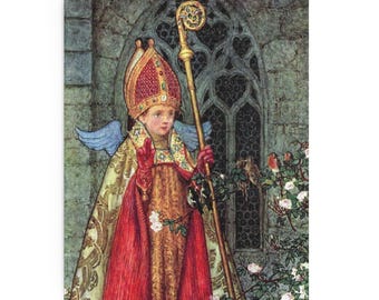 Saint Valentine Puzzle (120, 252, 500-Piece) Traditional, Catholic Gift, Bishop, 1st Communion, Eleanore Brickdale Fortescue, English Art