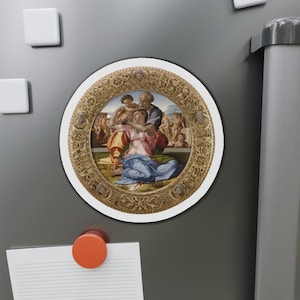 Holy Family by Michelangelo Die-Cut Magnet - Fine Art, Catholic, Jesus Mary and Saint Joseph, Italian Renaissance, Madonna, Blessed Virgin