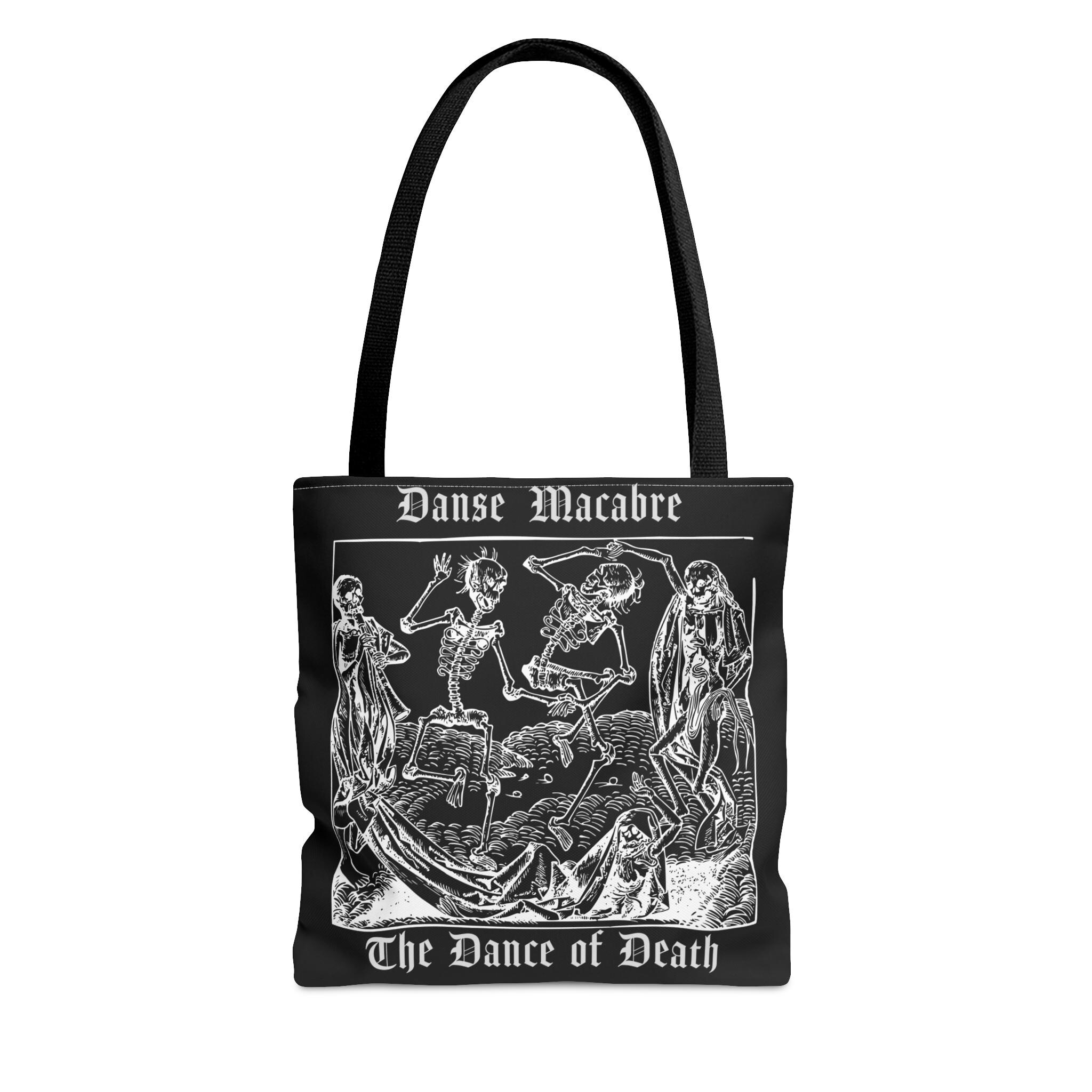 Danse Macabre Tote Bag, Dance of Death Skeletons, Catholic, Gothic