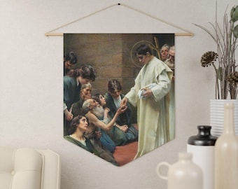 Saint Laurence Pennant, Banner Catholic, Gift, Traditional, Czech Fine Art, Aesthetic, Deacon, Ordination, Patron, Treasures of the Church