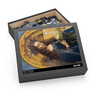 Puzzle della Beata Vergine Maria (120, 252, 500 pezzi), Pala d'altare di Gand, Jan van Eyck, Belle arti olandesi, Cristiano, Dono cattolico, Estetico immagine 3