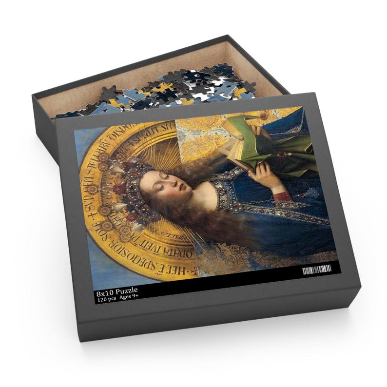 Puzzle della Beata Vergine Maria (120, 252, 500 pezzi), Pala d'altare di Gand, Jan van Eyck, Belle arti olandesi, Cristiano, Dono cattolico, Estetico immagine 3