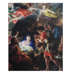The Adoration of the Shepherds Puzzle (120, 252, 500-Piece) Catholic Gift, Madonna, Jesus, Nativity, Bible, Traditional, Creche, Christmas