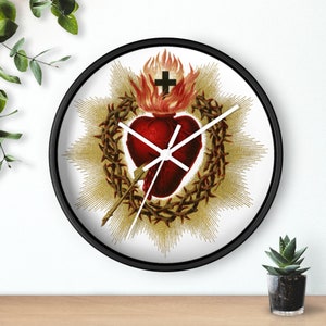 Sacred Heart of Jesus Wall Clock - Traditional, Religious, Catholic ...