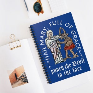 Ave Maria Voll der Gnade schlag dem Teufel ins Gesicht Spiralblock liniert, Journal, Katholik, Traditionell, Priester, Ordinationsgeschenk