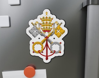 Coat of Arms of Vatican City, Holy See - Die-Cut Magnet, Tradition, Catholic, Gift, Keys, Papal, Pope, Heraldry, Papal Tiara