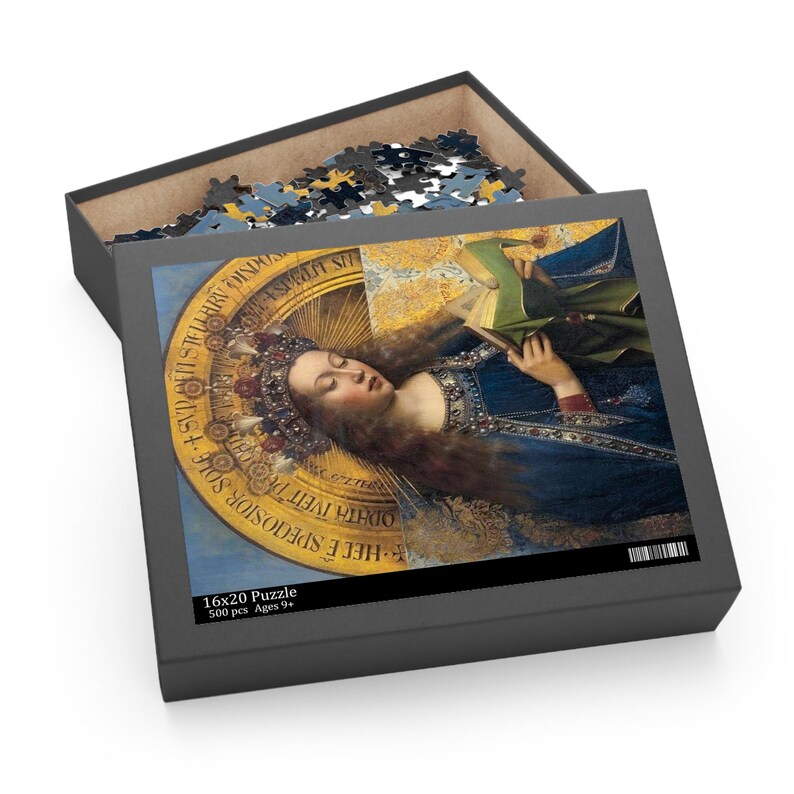 Puzzle della Beata Vergine Maria (120, 252, 500 pezzi), Pala d'altare di Gand, Jan van Eyck, Belle arti olandesi, Cristiano, Dono cattolico, Estetico immagine 8