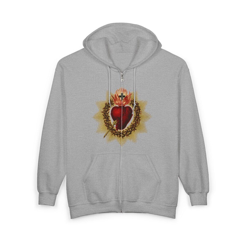 Sacred Heart of Jesus Unisex Premium Full Zip Hoodie, Catholic Gift ...