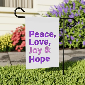 Peace Love Joy Hope Advent Garden Flag, Catholic Christian Gift, Traditional Christmas Yard Decor