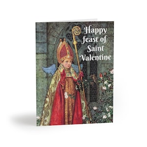 Happy Feast of Saint Valentine Grußkarten (8 Stück), katholisches Geschenk, Ästhetik, Traditionell, englische Präraffaelitenkunst, Valentinstag