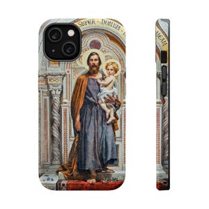 Sint-Jozef, beschermer van de kerk MagSafe, stoer telefoonhoesje, iPhone, katholiek, priester, diaken, vader, cadeau, esthetisch, traditioneel, kunst