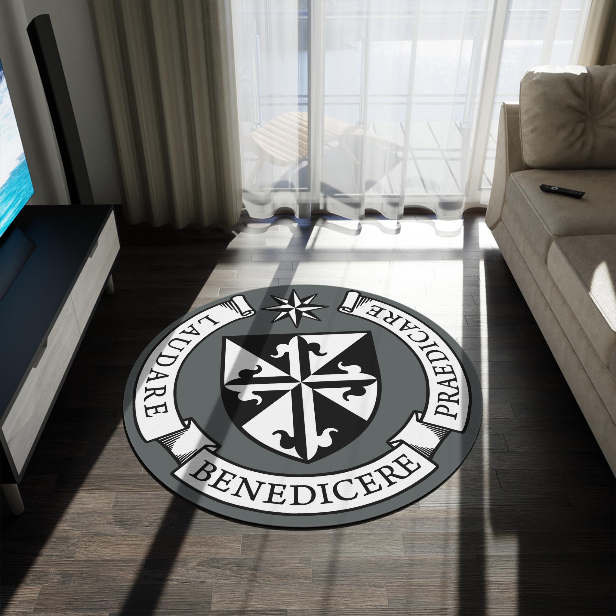 Dominican Rugs Dominican Order Logo Grey Round Rug, Cozy, Catholic Gift, Round Floor ...