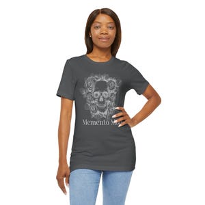 Skull and Roses T-Shirt, Memento Mori Gothic Floral Tee, Catholic Christian Gift, Unisex Bella Canvas Jersey Short Sleeve image 17