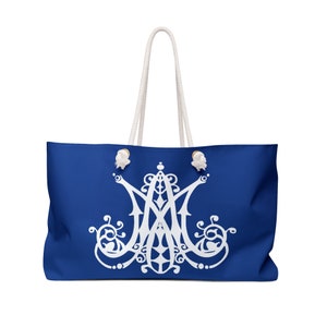 Auspice Maria Weekender Bag, Katholisches Geschenk, Jungfrau Maria, Konfirmation Geschenk, Ave Maria, Monogramm, Logo, Symbol