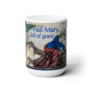 Hail Mary Full of Grace Punch the devil in the face Ceramic Mug 15oz, Catholic, Priest Gift, Deacon Gift, Ordination, tea, coffee, Funny