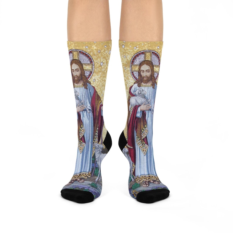Christ the Good Shepherd Comfort Cushioned Crew Socks, Unique Gift ...