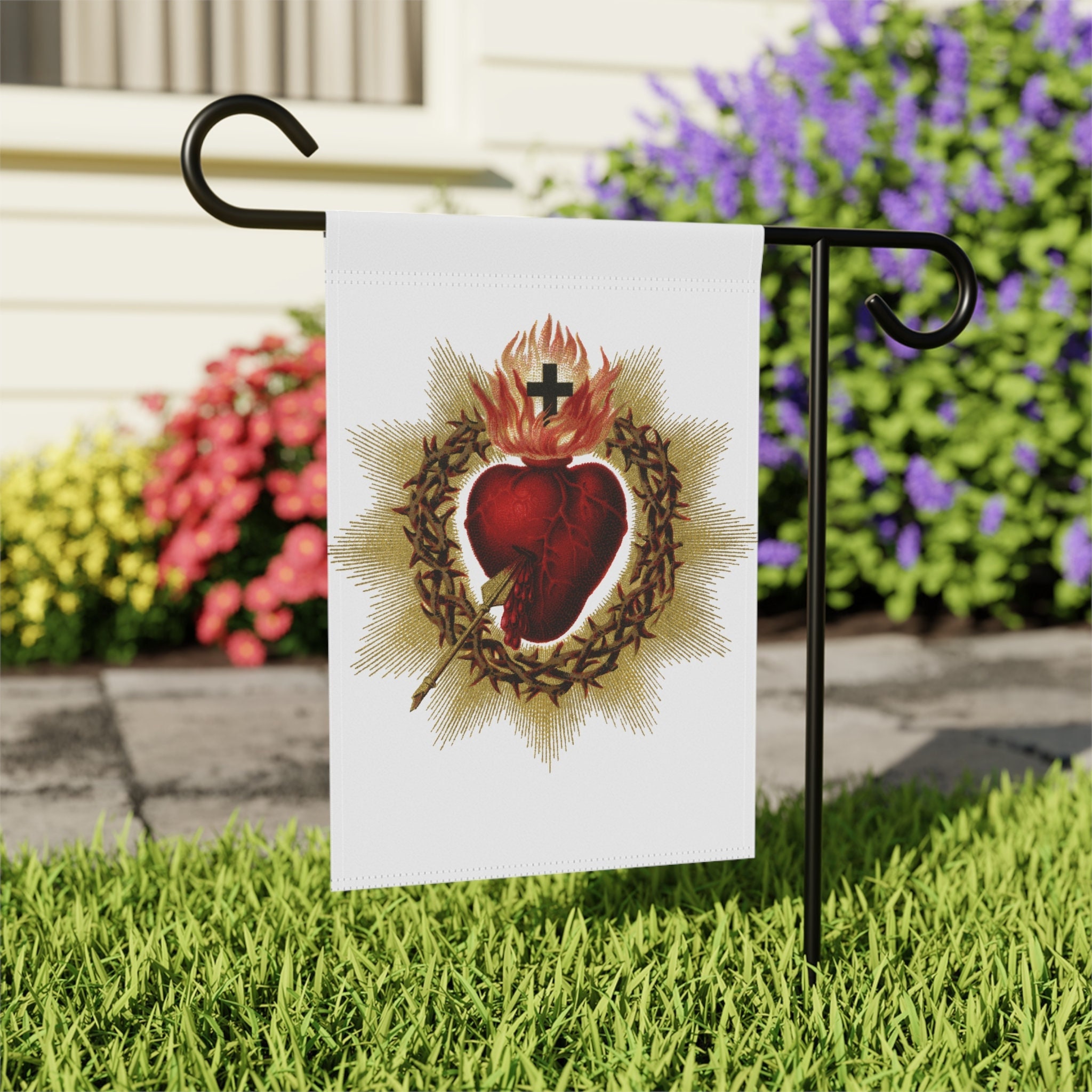 Sacred Heart of Jesus - Garden & House flag, Catholic Gift, Religious, Priest, Deacon, Ordination Gift, Fathers Day Gift, Mothers Day Gift