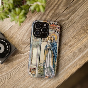 Madonna en kind telefoonhoesje, iPhone, Google Pixel, Samsung Galaxy, katholiek geschenk, priester, diaken, esthetiek, art nouveau, Maagd Maria