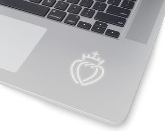 White Two Hearts With a Crown - Kiss-cut Sticker - Vendee, SSPX