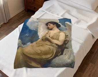 Winged Figure Velveteen Plush Blanket, Abbott Handerson Thayer, Angel, American Fine Art, Traditional Painting, Christian, Catholic Gift