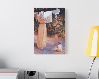 Our Lady of the Laundry - Canvas Gallery Wraps - Jesus, Virgin Mary, Polish Madonna, Baby, Catholic Gift, Christian, Holy Family, Mother