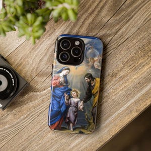 Heilige familie telefoonhoesje, iPhone, Google Pixel, Samsung Galaxy, katholiek, priester, diaken, geschenk, Jezus, Maria, Jozef, Claudio Coello, beeldende kunst