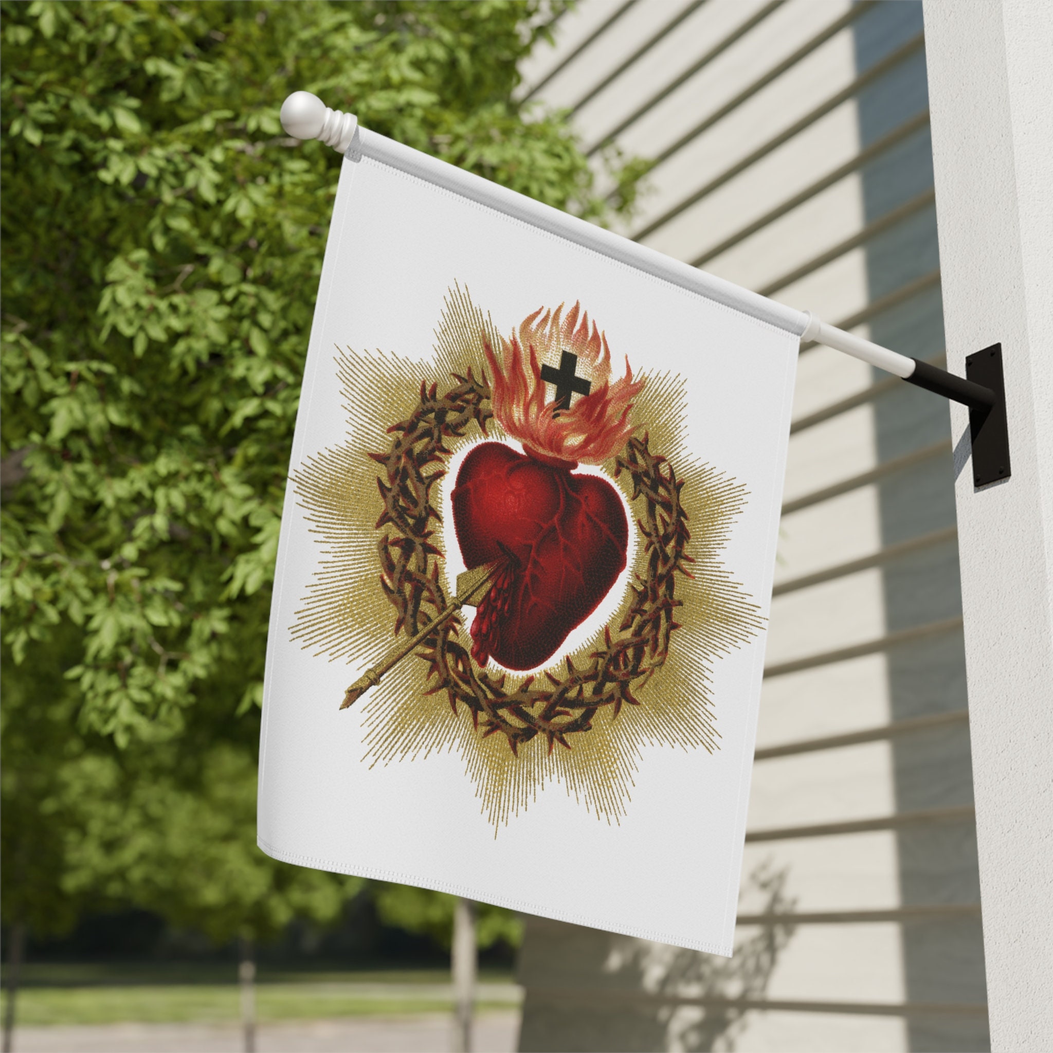 Sacred Heart of Jesus House  flag, Catholic Gift, Religious, Priest, Deacon, Ordination Gift, Fathers Day Gift, Mothers Day Gift