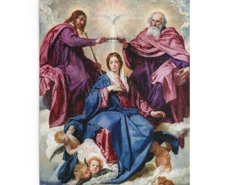 Coronation of the Virgin Puzzle (120, 252, 500-Piece), Diego Velazquez, Spanish Fine Art, Traditional Catholic Gift, Trinity, Madonna, Jesus