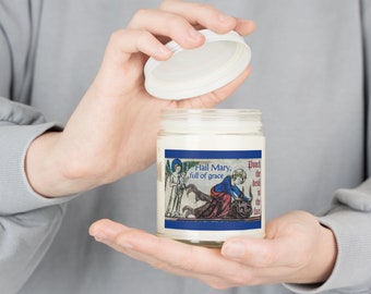 Hail Mary Full of Grace, Punch the Devil in the Face Scented Candles, 9oz - Catholic Gift, Religious, Prayer, Faith, Tradition, Medieval Art