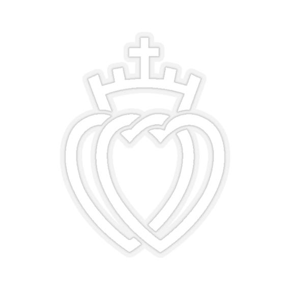 White Two Hearts With a Crown - Kiss-cut Sticker - Vendee, SSPX