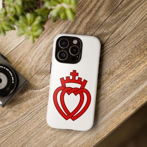 Twee harten met een kroon Wit telefoonhoesje, iPhone, Google Pixel, Samsung, Vendée, SSPX, FSSPX, katholiek, traditioneel, drietand, TLM, traditioneel