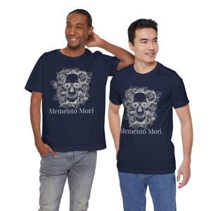 Skull and Roses T-Shirt, Memento Mori Gothic Floral Tee, Catholic Christian Gift, Unisex Bella Canvas Jersey Short Sleeve image 12