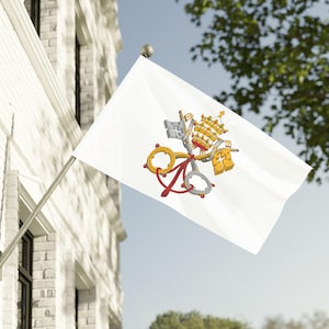 Bandiera dello stemma della Città del Vaticano, Cattolica, Santa Sede, Dono, Cattolico Romano, Araldica, Chiavi, Corona, Tradizione, Papa, Papale, Tradizionale