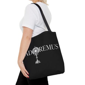 Adoremus Monstrance Tote Bag, Latin, Eucharist, Jesus, Catholic Gift Gift, Aesthetic, Religious, Line Drawing, Communion